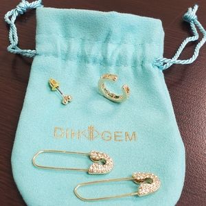 DIH Gem 14k gold plated safety pin hoop earrings